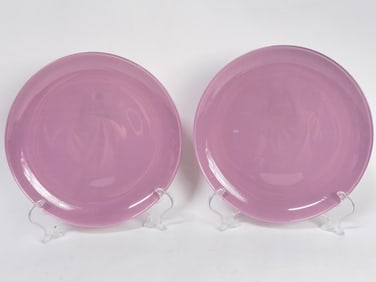 Pr. of Large Vintage ARC France Amethyst Glass Pla