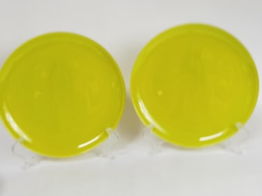 Pr. of Large Vintage ARC France Yellow Glass Plate
