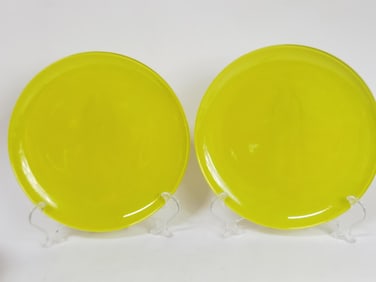 Pr. of Large Vintage ARC France Yellow Glass Plate