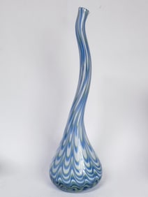 Vintage Murano Italy Blue/White Glass Long Neck Va