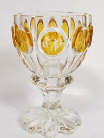 Antique Czech Bohemian Cased Overlay Glass Cup