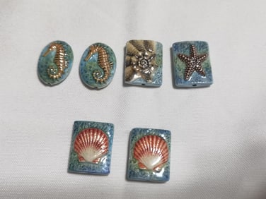 Group of Porcelain Ocean Theme Beads