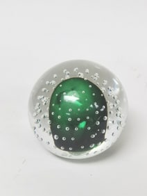 Vintage Signed AJ Clear/Green Controlled Bubble Pa
