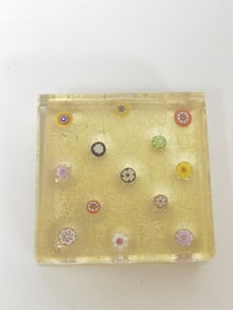 Vintage Murano Italy Millefiori Glitter Square Pap