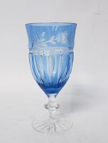 Blue Cut-to-Clear Wine Glass