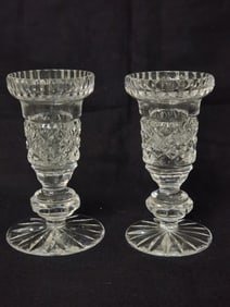 Pr. of Perar Clear Crystal Candlesticks