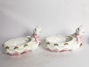 Pr. of Vintage Porcelain Rabbit Bowls