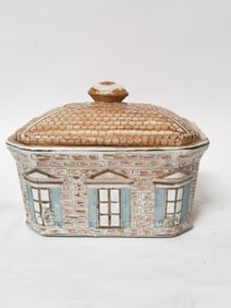 Vintage Porcelain House Shaped Covered Jar