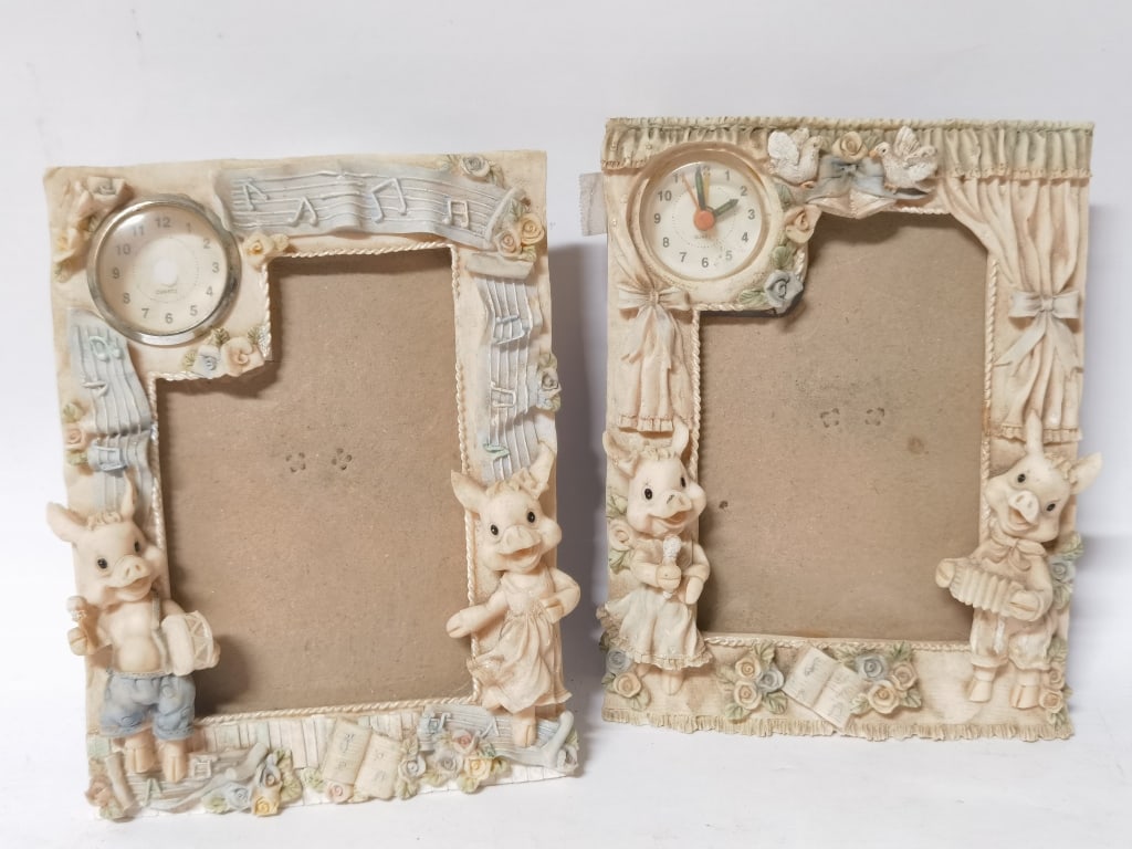 Pr. of Vintage Pig Photo Frames: Pr. of Vintage Pig Photo Frames, 7.5in by 5.75in