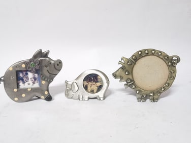 (3) Vintage Pig Photo Frames