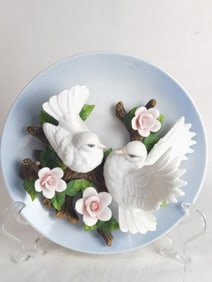 Vintage La Ruche Doves Porcelain Plate