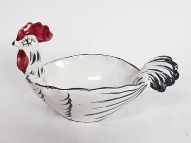 Vintage Italian Hand Painted Ceramic Rooster Dish