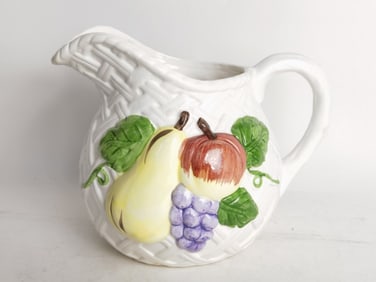 Vintage Porcelain Fruits Water Pitcher