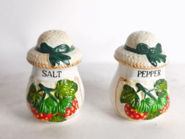 Pr. of Strawberry Porcelain Salt & Pepper Shakers