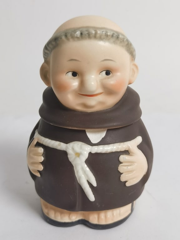 Vintage Goebel Porcelain Friar Tuck Sugar Bowl: Vintage Goebel Porcelain Friar Tuck Sugar Bowl, 4.75in