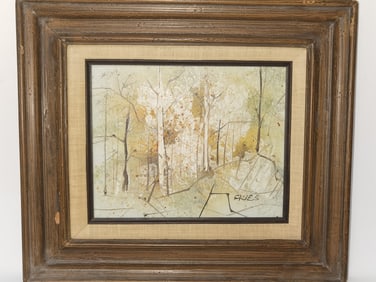 Contemporary Forest Oil Painting, Signed Fries