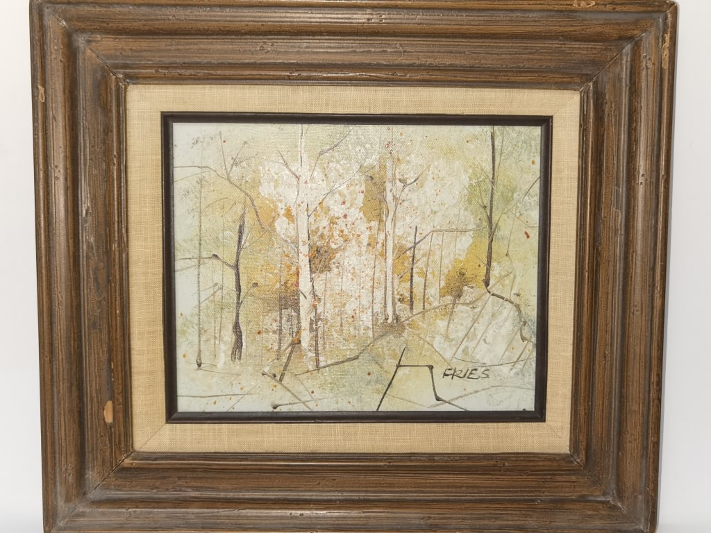Contemporary Forest Oil Painting, Signed Fries: Contemporary Forest Oil Painting, Signed Fries, 13.75in by 16in