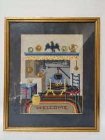 Vintage Living Room Stitch Art