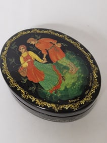 1996 Vintage Russian Hand Painted Jewelry Box
