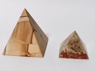 (2) Vintage Pakistan Stone Pyramids