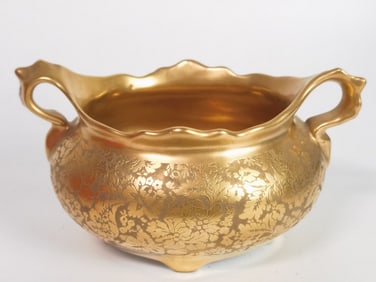 Antique Fraukfelter Gilt Porcelain Sugar Bowl