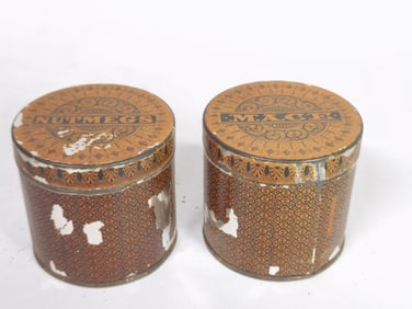 (2) Vintage Nutmegs and Mace Tin