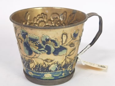 Antique German Embossed Tin Cup