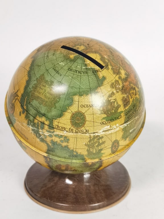 Vintage Tin Globe Bank (1 of 3)