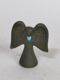 Vintage Pottery Raku Heart Angel