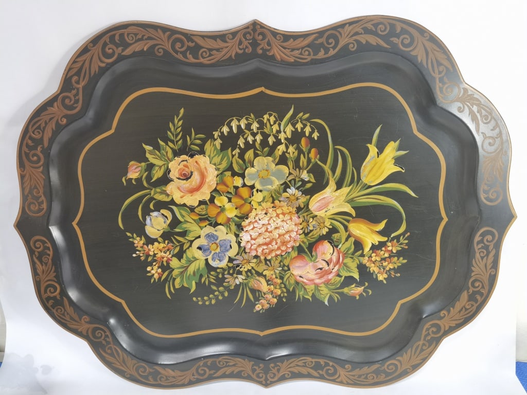 Large Vintage Nashco Hand Painted Floral Tray (1 of 5)