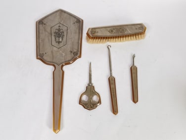 Vintage Art Deco Pearlized Vanity Set