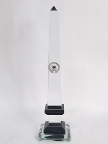 Large Vintage Crystal Oblisk with Black Accent