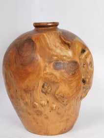 Large Vintage Artisan Burlwood Vase