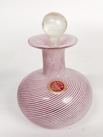 Vintage Murano Italy Pink/White Swirl Glass Perfum