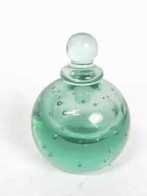 Vintage MMA Blown Green Glass Perfume Bottle