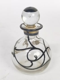 Late 19th C. Art Nouveau Silver Overlay Perfume Bo