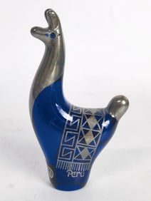 Vintage Copabella Silver 990 Overlay Blue Glass Ll