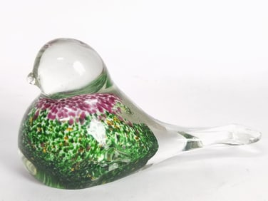 Vintage Murano Italy Green/Amethyst Art Glass Bird