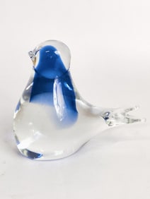Vintage Blue/Clear Art Glass Bird