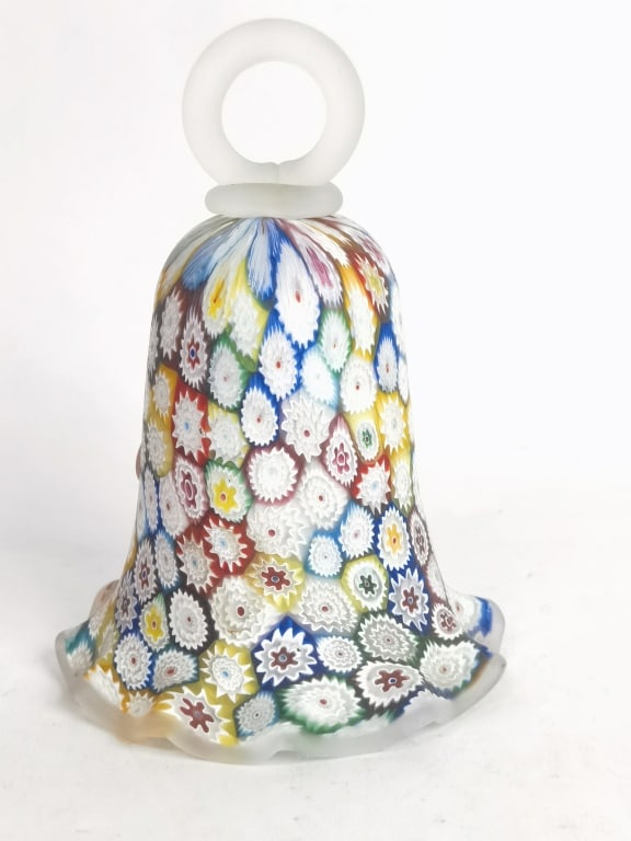 Vintage Murano Italy Millefiori Glass Bell: Vintage Murano Italy Millefiori Glass Bell, 6in by 4in