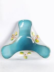 Vintage Nasco Hand Painted Art Glass Folded Bowl