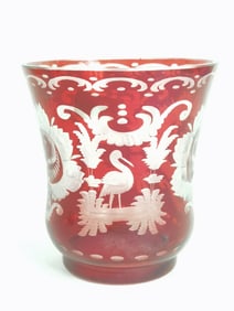 Vintage Ruby Cut-to-Clear Glass Vase