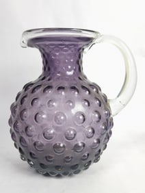 Vintage Amethyst Hobnail Glass Pitcher