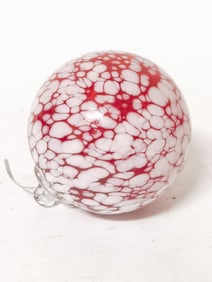 Vintage White Splatter Red Glass Ornament