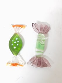 (2) Vintage Murano Italy Art Glass Candies