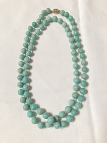 Turquoise Bead Necklace with Silver Clip