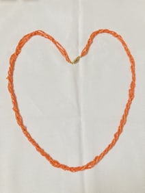 Multi-Strand Pink Coral Bead Necklace with Silver