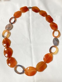 Agate Carved Bead Necklace