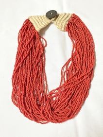 Multi-Strand Coral Bead Necklace