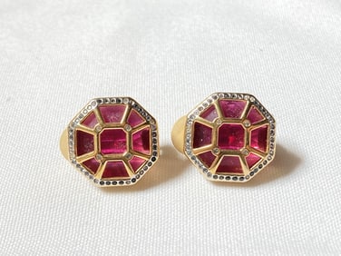 Pr. of Swarovski Faux Ruby Rhinestone Ear Clips